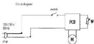 Circuit diagram 720-330 V 50 Hz plug switch PCB M W