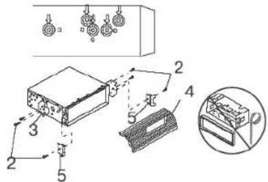 Technical diagram of a mechanical assembly with numbered components and a magnified inset showing a component labeled 'p'.