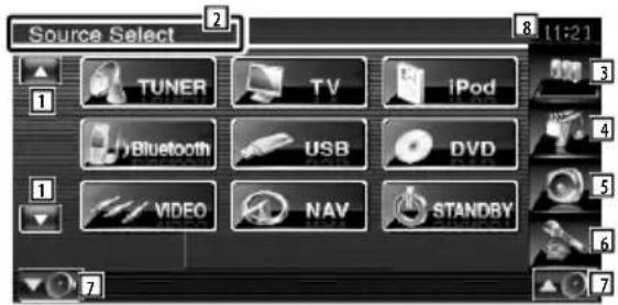 Source Select TUNER TV iPod Bluetooth USB DVD VIDEO NAV STANDBY