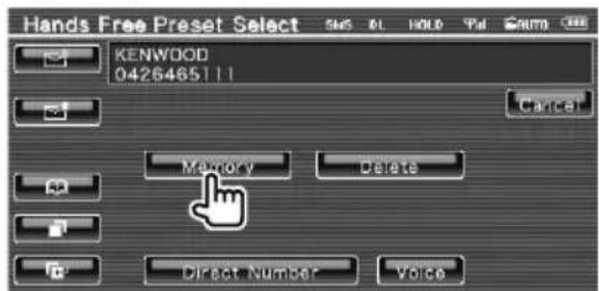Hands Free Preset Select KENWOOD 0426465111 Cancel Memory Delete Direct Number Voice