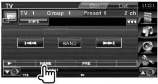 TV Ctrl List 11:21 TV 1 Group 1 Preset 1 2 ch SNPS BAND NAME PRE TEL IN