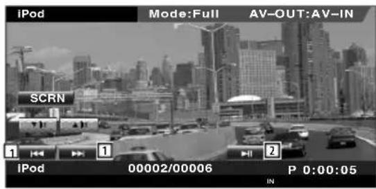 iPod Mode:Full AV-OUT:AV-IN SCRN 1 1 2 P 0:00:05 iPod 00002/00006 IN