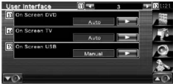 User interface 13 On Screen DVD Auto 14 On Screen TV Auto 15 On Screen USB Manual
