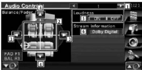 Audio Control Balance/Fader 1:21 Loudness 5 ON OFF Stream Information 6 Dolby Digital FAO F1 BAL R1