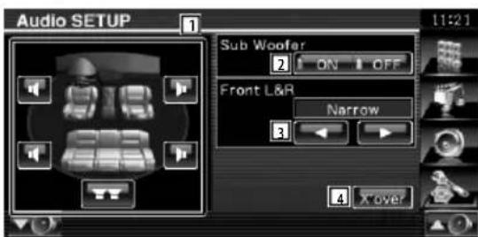 Audio SETUP Sub Woofer 2 ON OFF Front L&R Narrow 3 4 X over