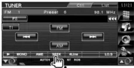 TUNER FM 1 Preset 6 98.1 MHz FS TI FM AM MONO AME SEEK 4Line LOS AUTO1 ST RDS TEL