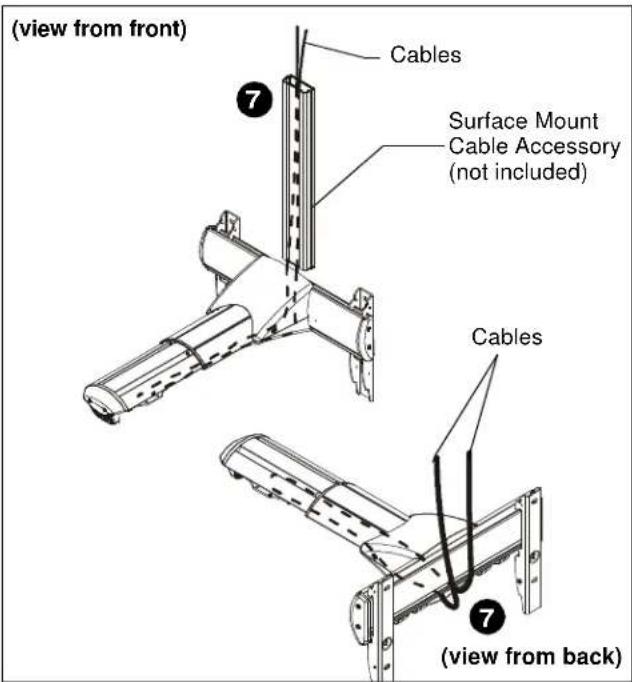 (view from front) Cables Surface Mount Cable Accessory (not included) Cables (view from back)
