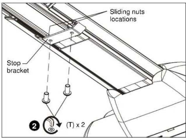 Sliding nuts locations Stop bracket (T) x 2