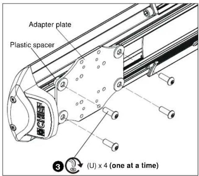 Adapter plate Plastic spacer ③ (U) x 4 (one at a time)