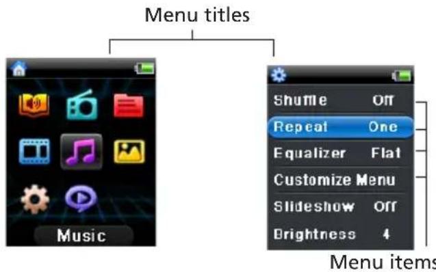 AUDIOVOX M6104 - Player menu - 1