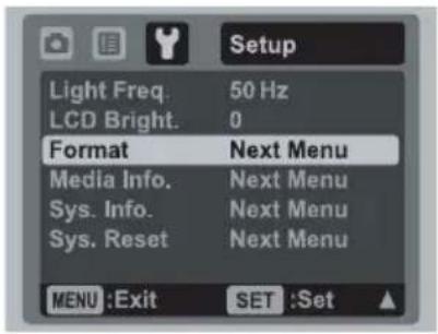 AGFAPHOTO Optima 830UW - Formatting the Memory Card or Internal Memory - 1