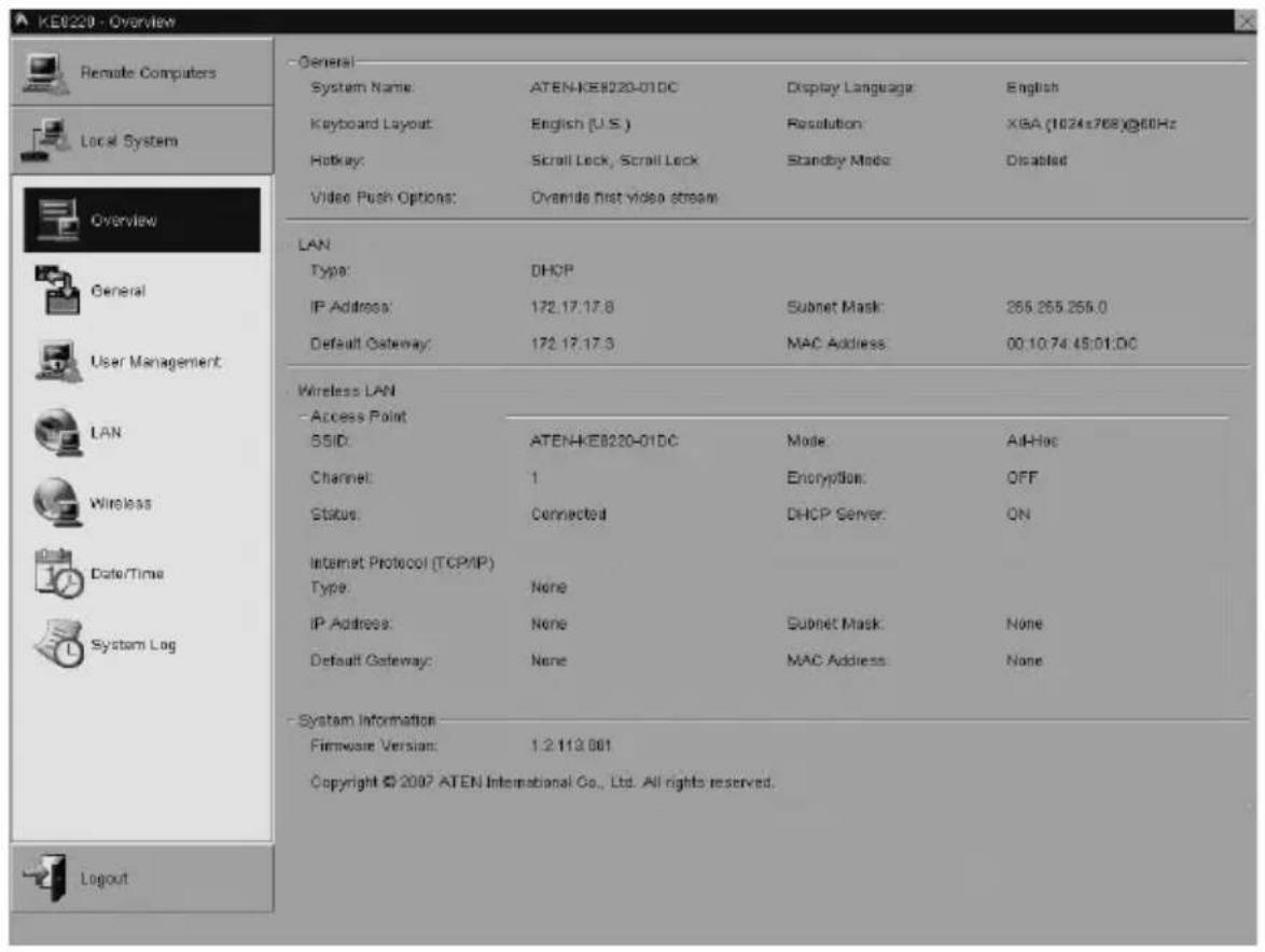 ATEN KE8220 - Viewing KE8220 Settings - 1