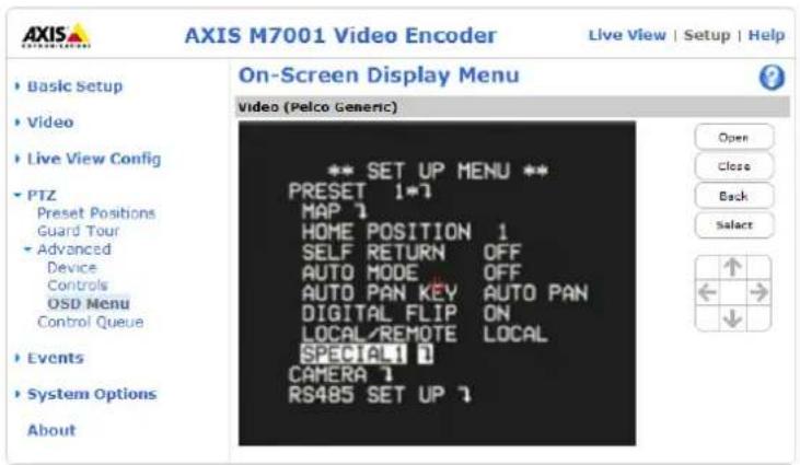 AXIS 0298-031 - OSD Menu - 1