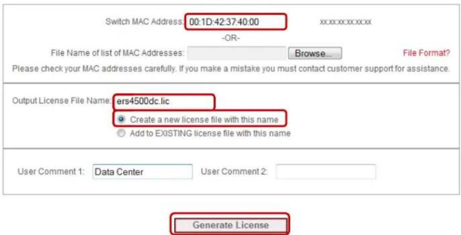 AVAYA DS1410026 - Access the License Bank page where the Advanced License was deposited, select the Advanced License Authorization Code then click Generate License: - 1