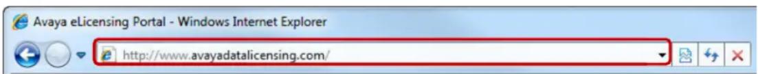AVAYA DS1410026 - Using a web browser open the Avaya electronic licensing portal http://www.avayadatalicensing.com. - 1
