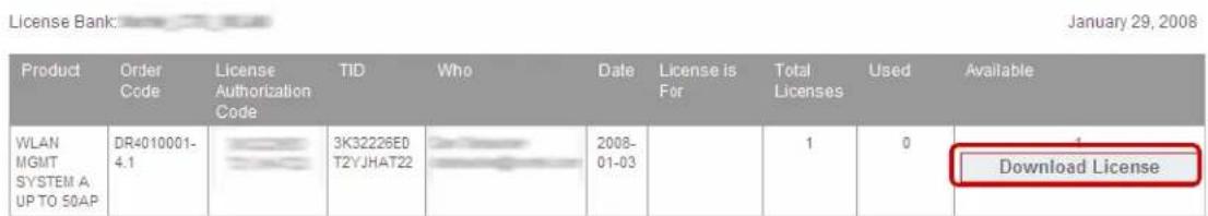 AVAYA DS1410026 - Access the License Bank page where the Access Point license was deposited, then click Generate License: - 1