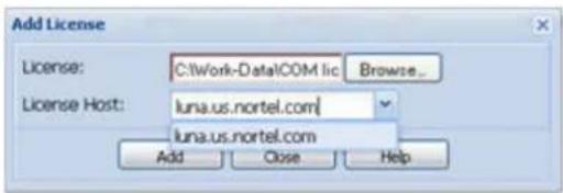 AVAYA DS1410026 - Enter the file path location of the newly downloaded UCM License file, or select browse to locate the license file. Also provide the location of the UCM server where the product is installed. Finally, click "add" to add the license. - 1