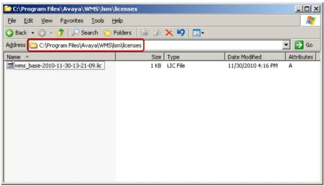 AVAYA DS1410026 - Place the license file into the \ lsm\licenses directory on the windows host where the WMS services resides: - 1
