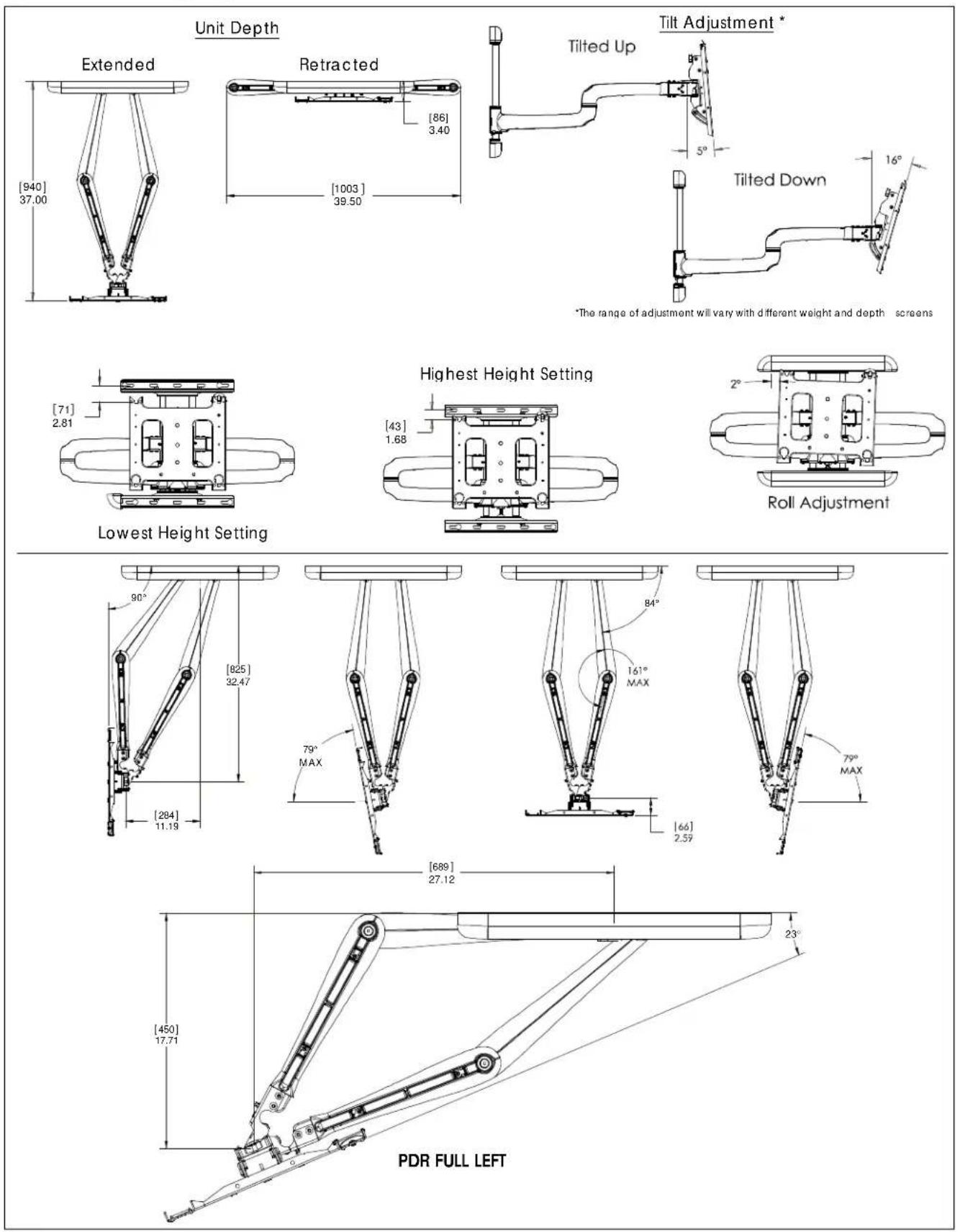 Chief PDR2053B - DIMENSIONS -- cont'd - 1