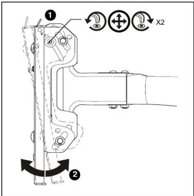 Technical diagram of a mechanical assembly with labeled components and directional arrows indicating motion or movement.