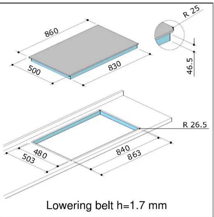 CDA 4X7SS - SIZES OF THE FITTED AND SUPPORTED HOBS AND HOUSING HOLES - 6