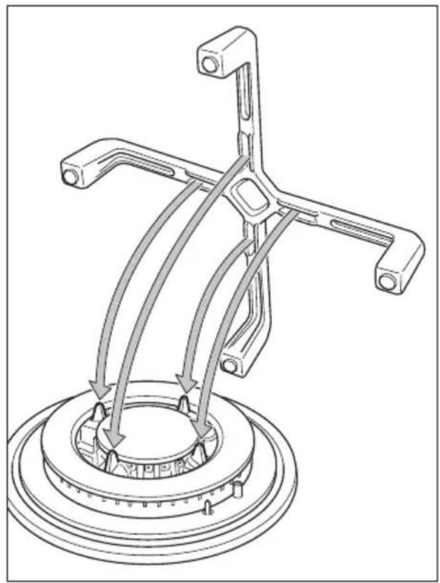 CDA HVG75BL - MODELS WITH TRIPLE RING BURNER - CORRECT POSITIONING OF THE TRIPLE RING BURNER - 4