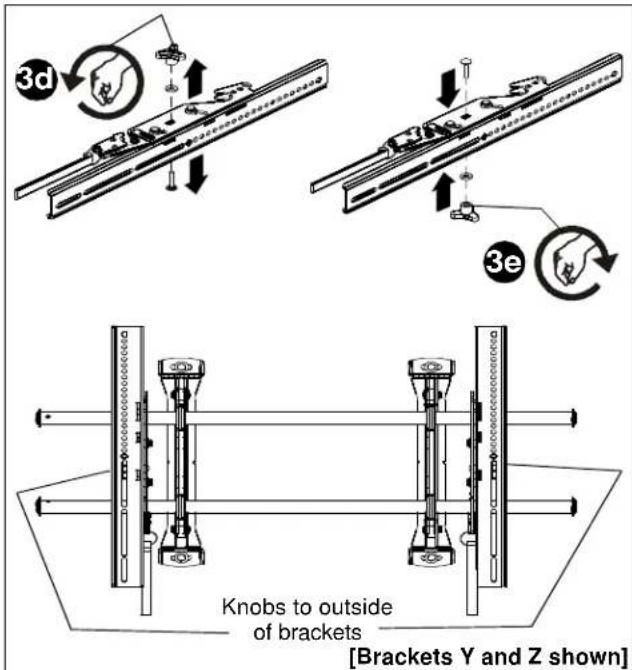 3d 3e Knobs to outside of brackets [Brackets Y and Z shown]
