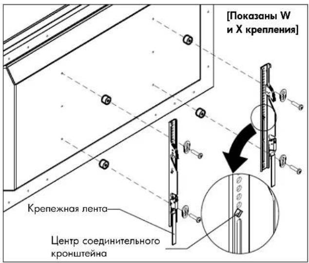 [Показаны W и X крепления] Крепежная лента Центр соединительного кронштейна