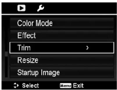 Color Mode Effect Trim > Resize Startup Image Select Menu Exit