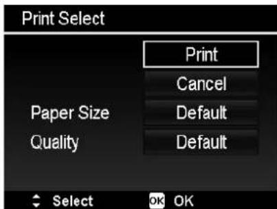 Print Select Print Cancel Paper Size Default Quality Default Select OK OK