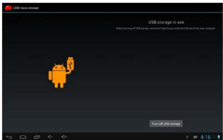USB mass storage USB storage in use Before turning off USB storage, unless "option" your Android's 50 card turn your computer. Turn off USB storage