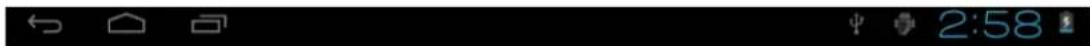 Mobile status bar with navigation icons and time display showing 2:58