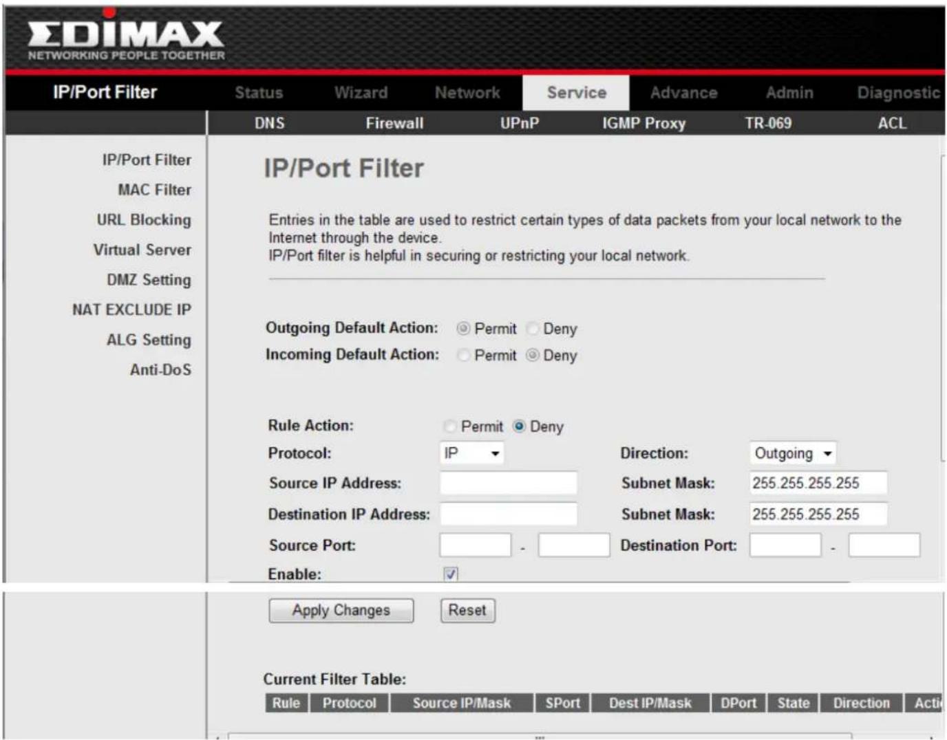Edimax AR-7211B - 3-6-2-1 IP/Port Filter - 1