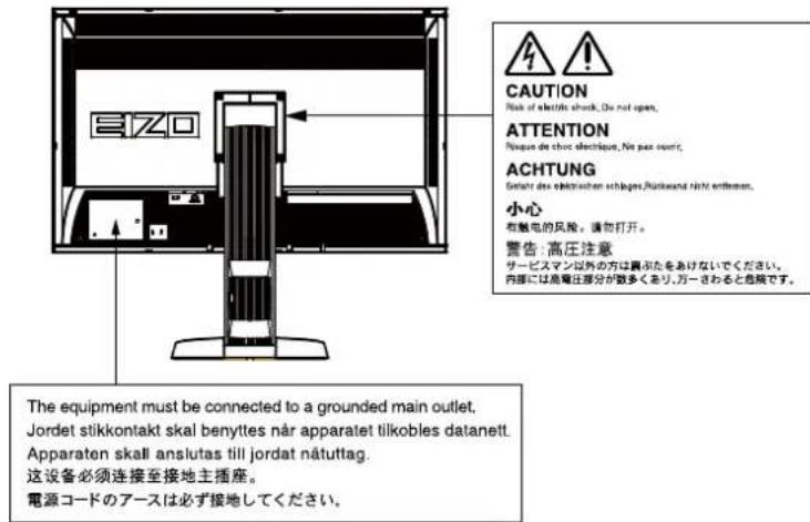 EIZO SX2762WH-BK - Location of Caution Statement - 1
