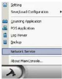 Setting Save/Load Configuration Counting Application POS Application Log Viewer Backup Network Service About ManConsole...