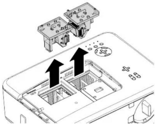 Technical diagram showing a device interior with labeled components and directional arrows indicating movement or assembly.