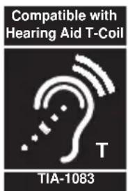 Compatible with Hearing Aid T-Coil T TIA-1083