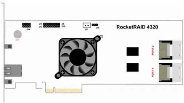 RocketRAID 4320 J14 J11 J9 J12 J13 J14 J15 J16 PORT 2 PORT 1