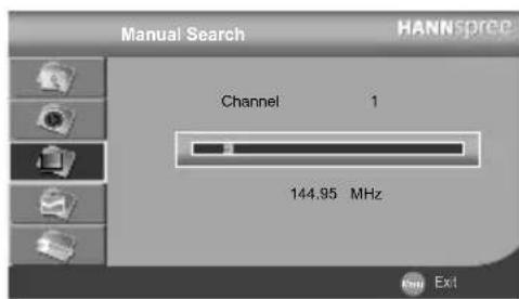 Manual Search HANNSpree Channel 1 144.95 MHz Exit