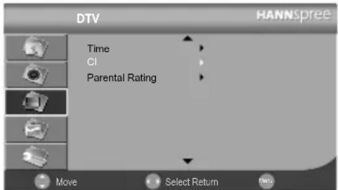 DTV HANNSpree Time CI Parental Rating Move Select Return New