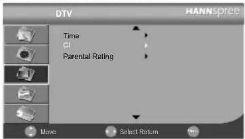 DTV HANNSpree Time CI Parental Rating Move Select Return
