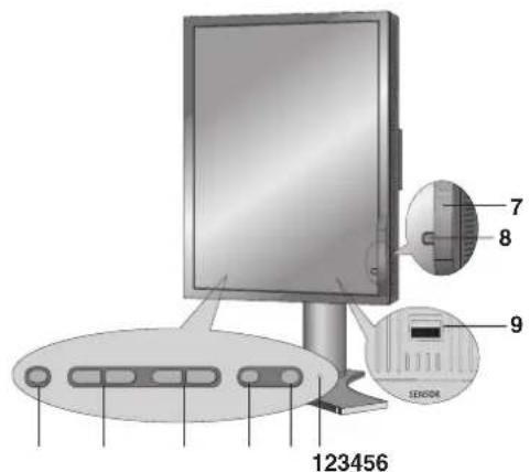 NEC MDG3MP-BNDL - The OSD (On-Screen Display) control buttons are located on the back of the monitor: - 1