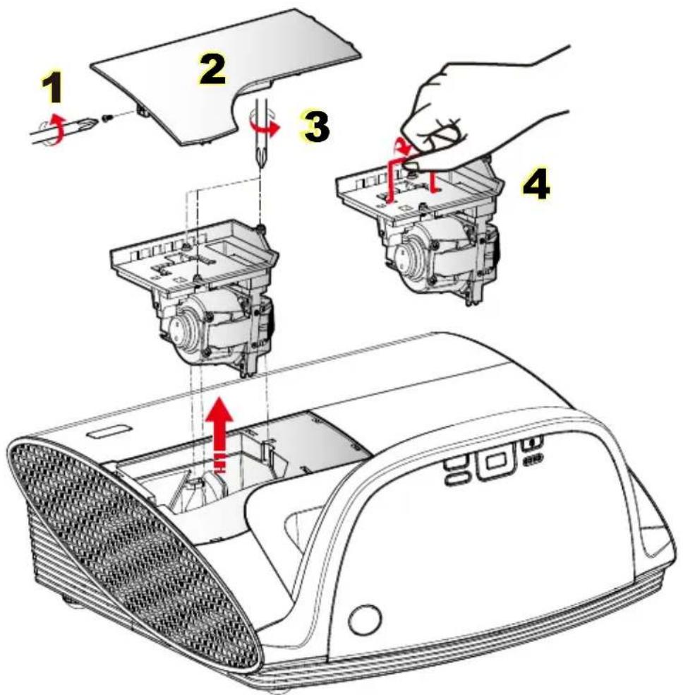 Diagram illustrating the assembly of a device with numbered components and directional arrows indicating motion or assembly.