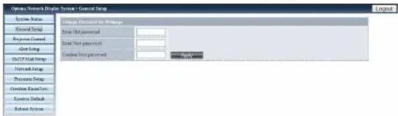 Operating Network Display System > General Setup System Status General Setup Properties Covered Alert Setup SMTP Net Settings Network Setup Preprocessor Setup Custom Resource Exercise Default Refresh Options Display Selected for Manage Test Out presented Test New presented Custom New presented