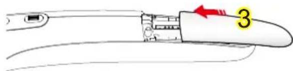 Diagram of a medical or surgical tool with labeled component '3' and directional arrow