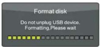Format disk Do not unplug USB device. Formatting,Please wait