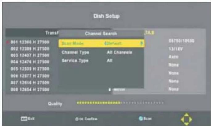 Dish Setup Transf Channel Search FA.3 001 12360 H 27500 002 12399 H 27500 003 12437 H 27500 004 12476 H 27500 005 12539 H 27500 006 12577 H 27500 007 12616 H 27500 008 12654 H 27500 Score Mode Default Channel Type All Channels Service Type All Quality OK Confirm Scan