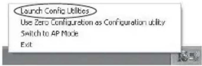 Launch Config Ublies Use Zero Configuration as Configuration utility Switch to AP Mode Exit