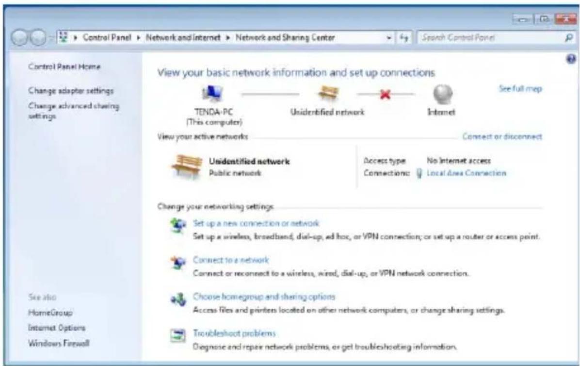 Tenda W900U - Click "Change adapter settings". - 1