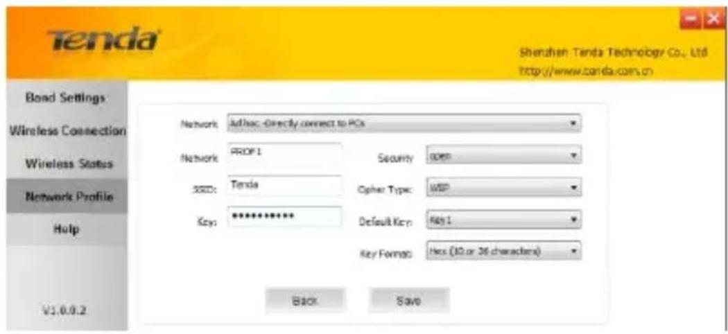 Tenda W900U - Proile Set Up for Ad Hoc Mode - 1